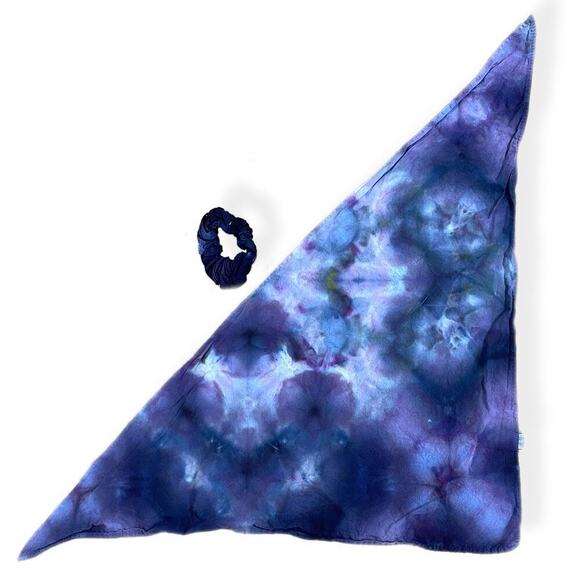 tie dye bandana and hair scrunchie combo purple black gray - Picture 1 of 6